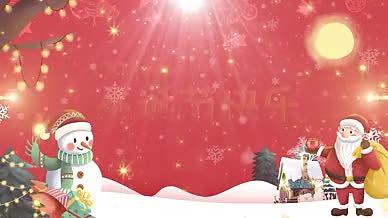 简约红色圣诞节雪人模板海报视频的预览图